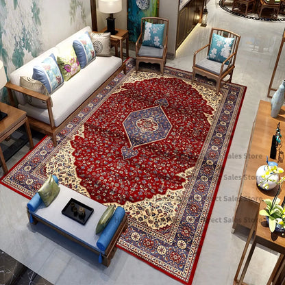 Persian Luxury Rugs for Retro Red Decor Carpets for Living Room