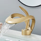Rozin Luxury Black Basin Faucet Grey Bathroom Waterfall Mixer Tap Brass Deck Mount Modern Style