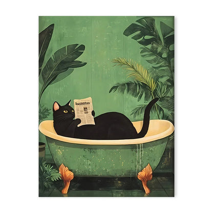 Green Funny Cat  Decorative Canvas Painting