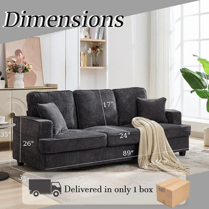 Couches for Living Room, 89 inch Cloud Couch Sofa in Chenile with Extra Comfy Soft Deep Seats,