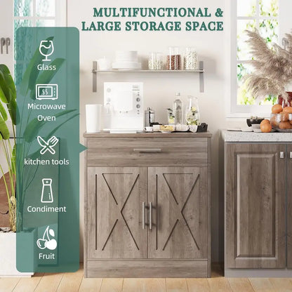 Farmhouse Storage Cabinets with Doors and Shelves,