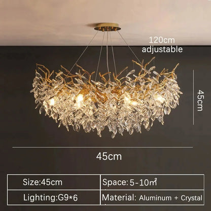 2025 Luxury Gold Crystal LED Chandeliers Living Dining  Lustre Ceiling Pendant Lamps I