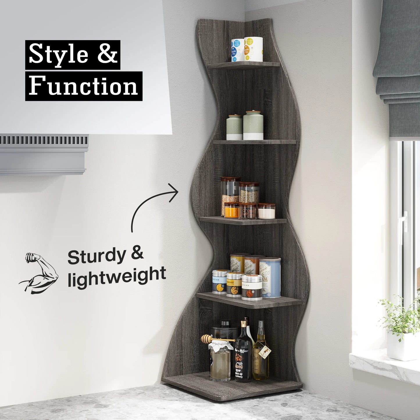 Tribesigns Corner Shelf, Modern 5-Tier Wall