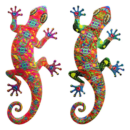 Metal Art Gecko Wall Decor  Lizard Sculptures Gecko Hanging Ornament f