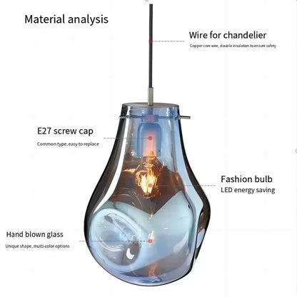 Modern Creative Colorful Glass Chandelier Contemporary Irregular Shape