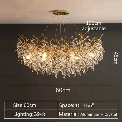 2025 Luxury Gold Crystal LED Chandeliers Living Dining  Lustre Ceiling Pendant Lamps I