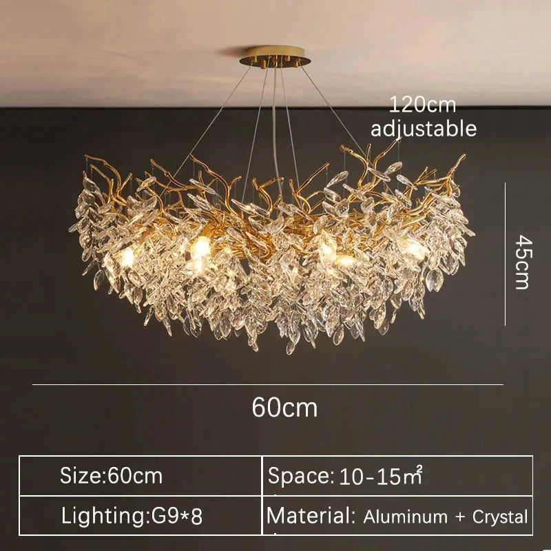 2025 Luxury Gold Crystal LED Chandeliers Living Dining  Lustre Ceiling Pendant Lamps I