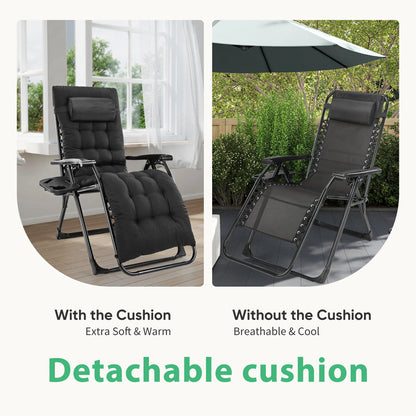 JHK Zero Gravity Recliner Camping Patio Lounge Chair  with Cup Holder  Removable Cushion For Outdoor Garden