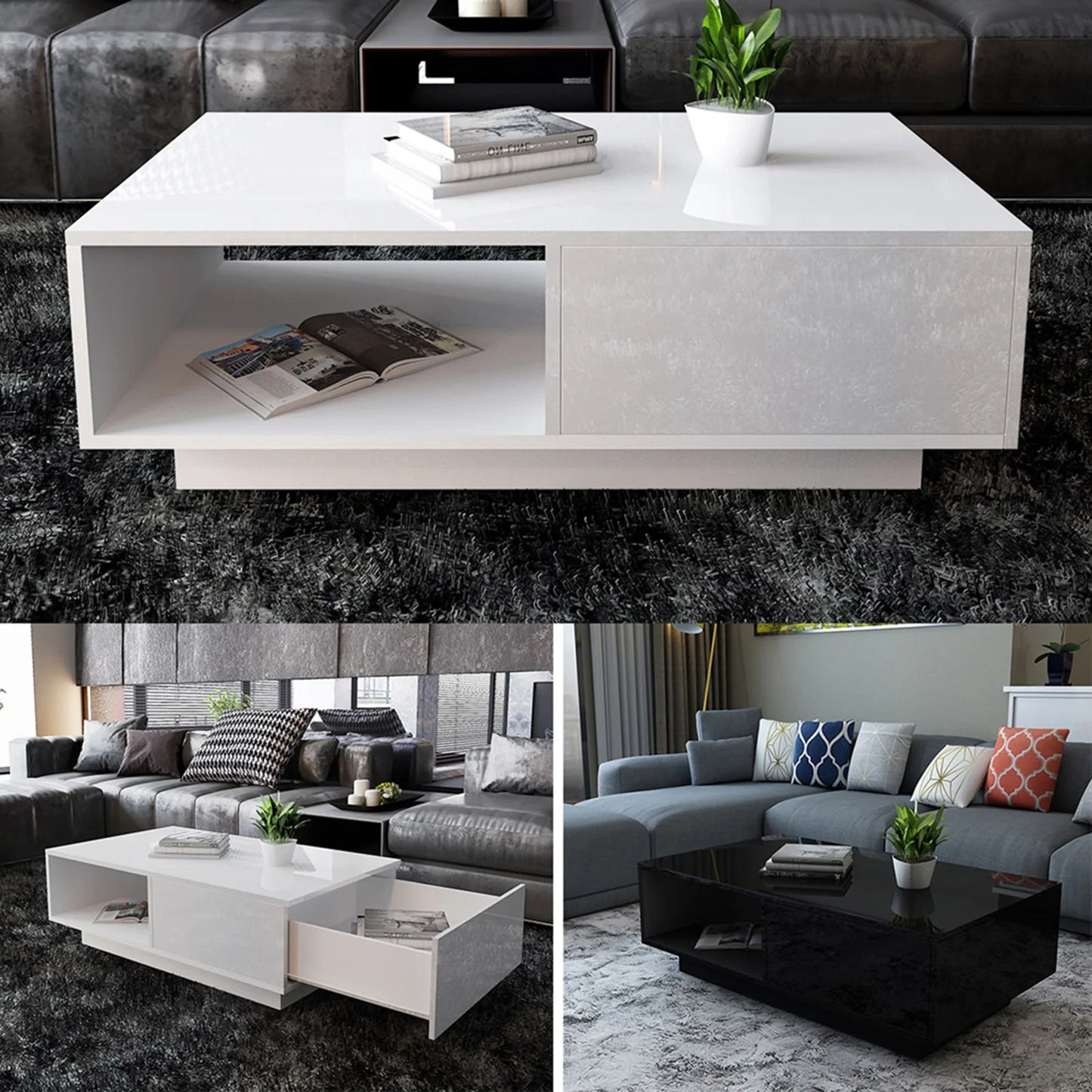 Modern High Gloss Rectangular Coffee Table