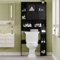 Over Toilet Storage Cabinet With Glass Door, 67.4" Adjustable Bathroom Organizer, Freestanding Cabinet