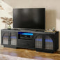 70 Inch TV Stand for 80 Inch TVs Entertainment Center with LED Lights Arched Glass Doors