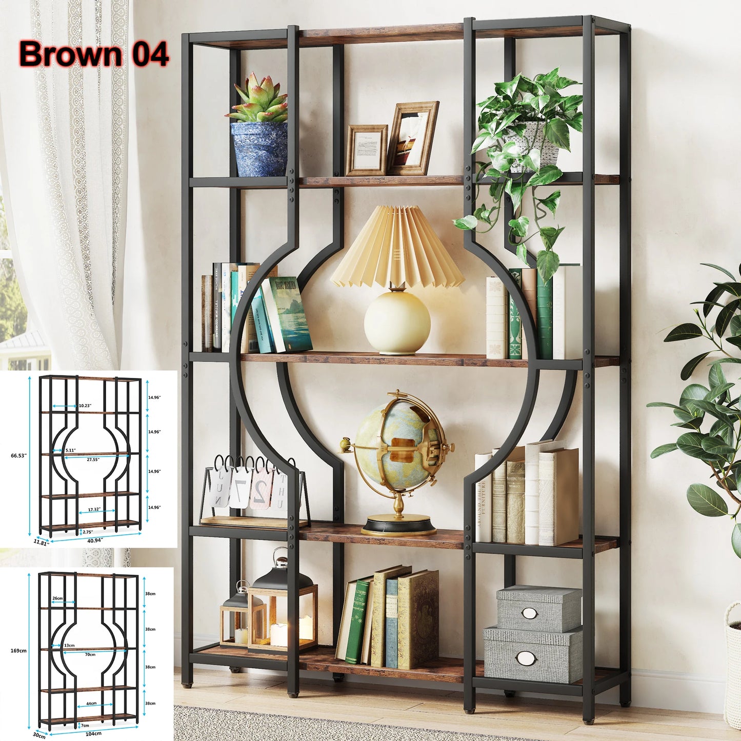 Tribesigns Bookshelf Industrial 5 Tier Etagere Bookcase,