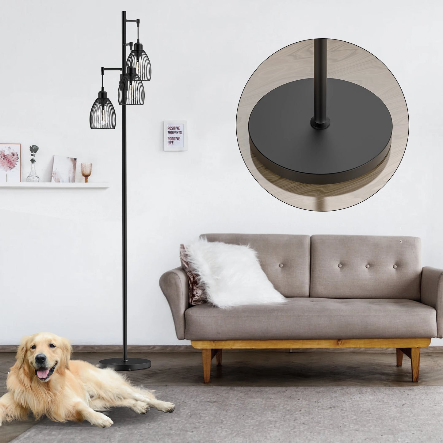 70" Tree Floor Lamp with 3 Bulbs