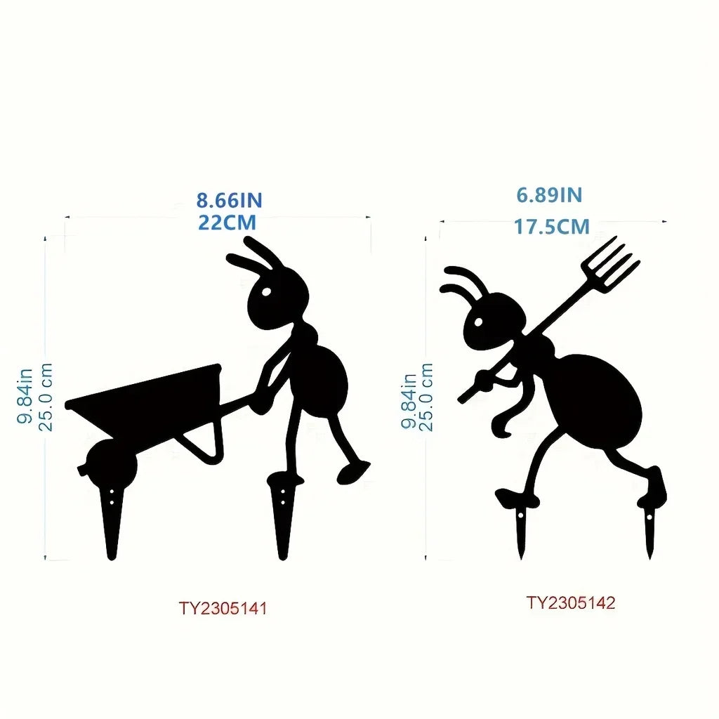 Charming Metal Ants for Garden - Outdoor Yard Ornaments and Lawn Stakes.