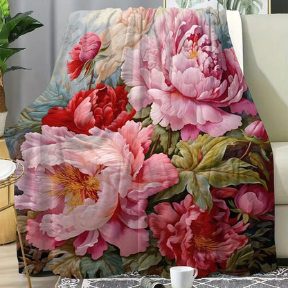 Vibrant Floral Glamour Throw Blanket