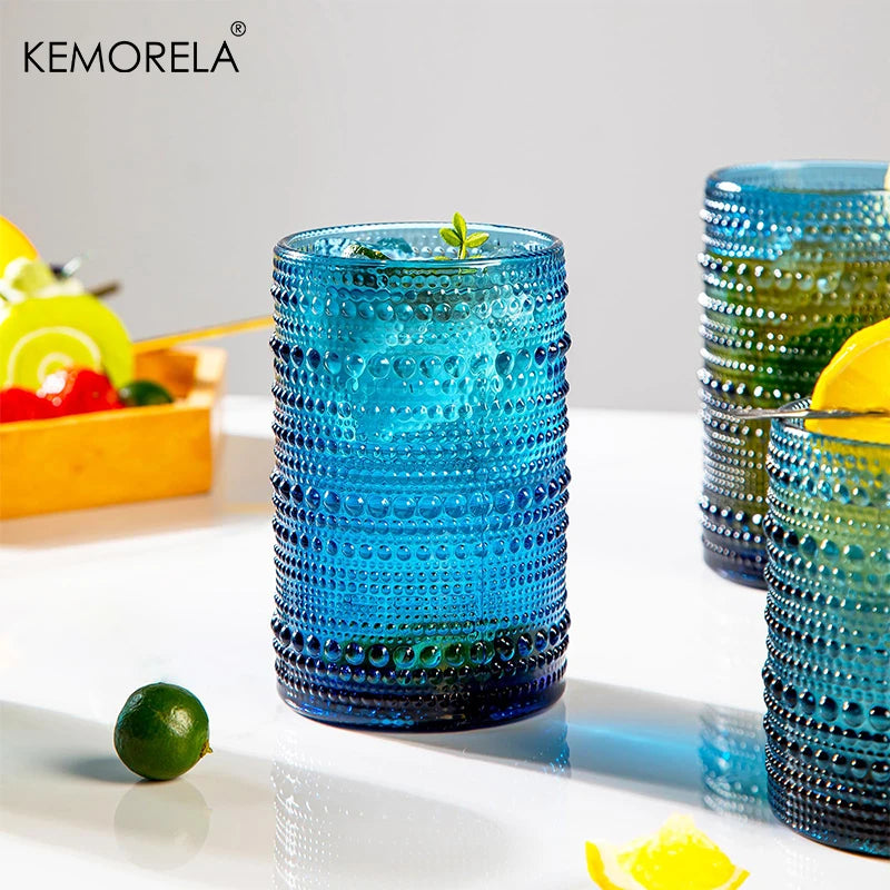 8PCS Vintage Raindrop Glass Cup 300/400ML Highball Glasses