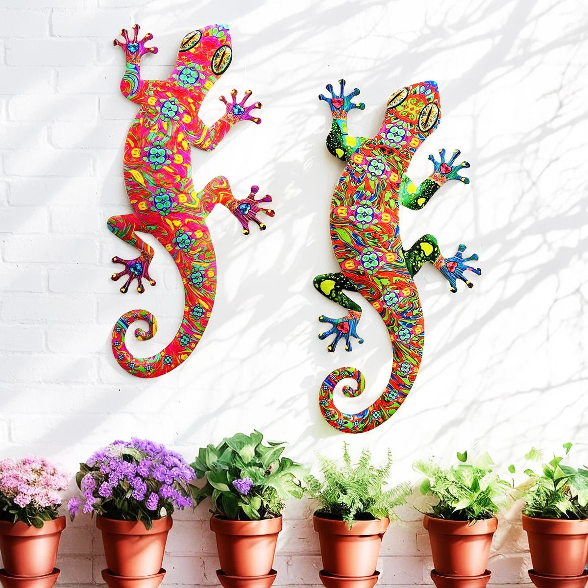Metal Art Gecko Wall Decor  Lizard Sculptures Gecko Hanging Ornament f