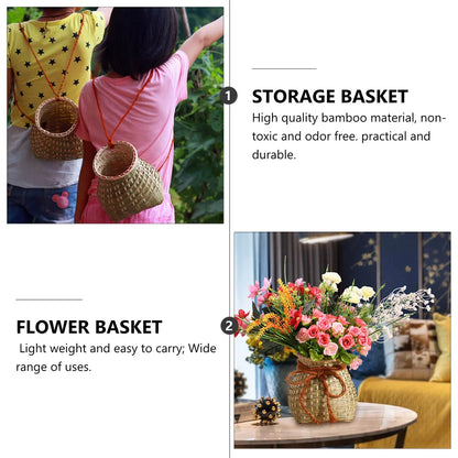 1pc Bamboo Woven Basket  Flower Holder Farmhouse Rustic Home