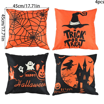 45*45cm Halloween Pillow Ghost Witch Spider Web Print