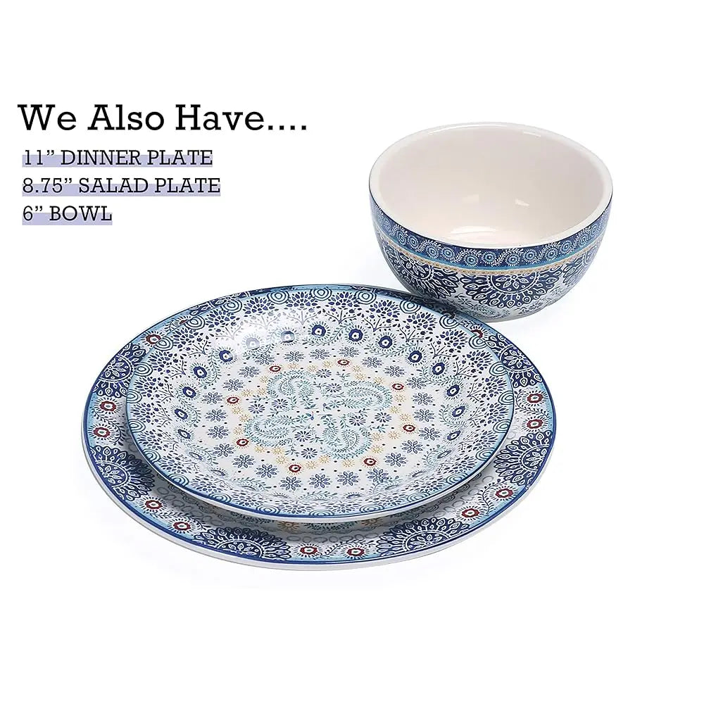 Blue Talavera Dinner Plates Set Of 4, Stylish Serving Dishes,