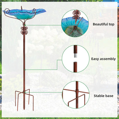 Large Outdoor Glass Bird Bath Garden Feeding Bowl