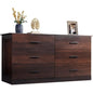 Elegant Wooden Dresser for Bedroom, with 6 Drawers, Large Brown Storage Unit,