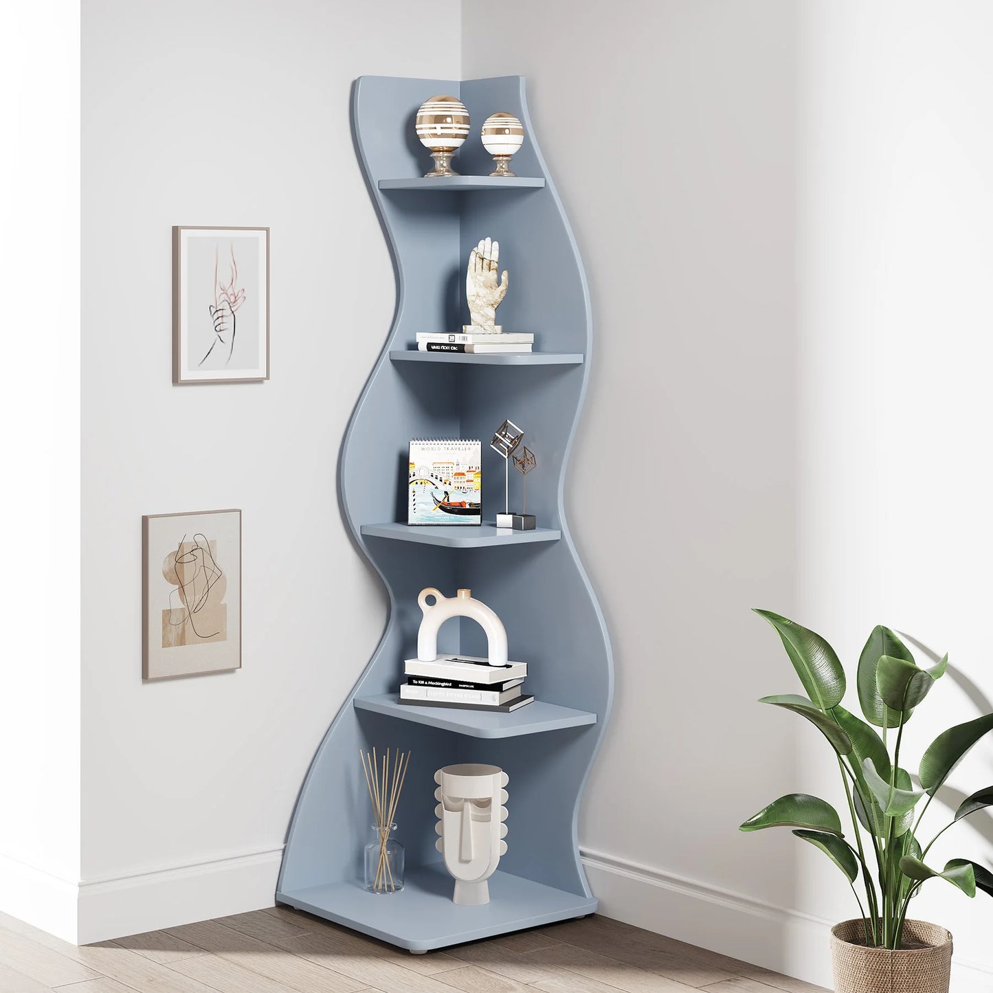 Tribesigns Corner Shelf, Modern 5-Tier Wall