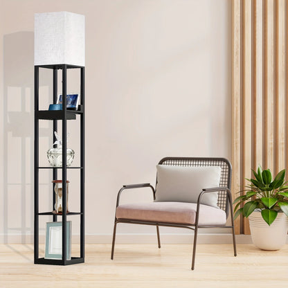 67" Column Floor Lamp with Shelves