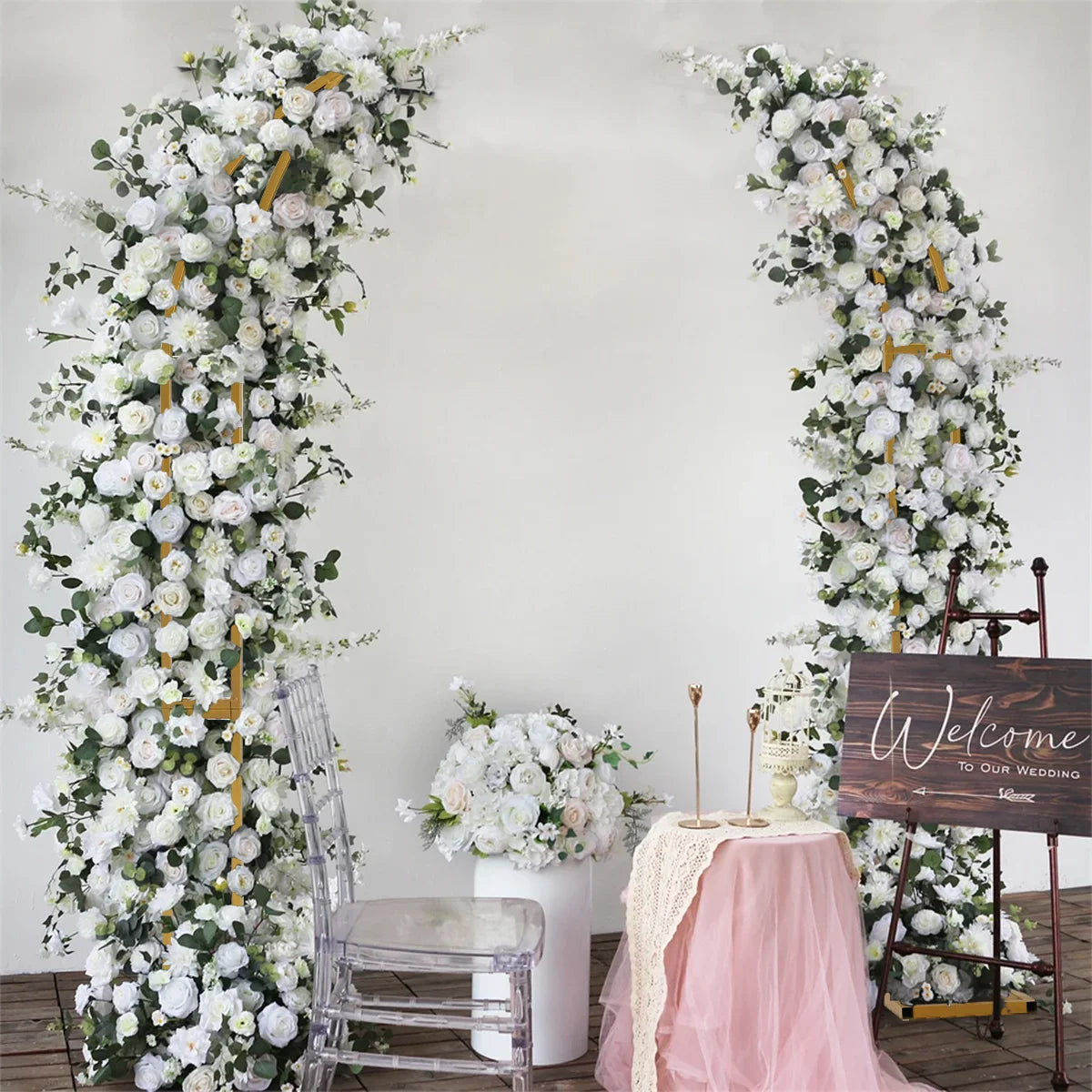 2pcs Curved Wedding Arch Backdrop  5.9ft,6.9ft Half Moon Stand