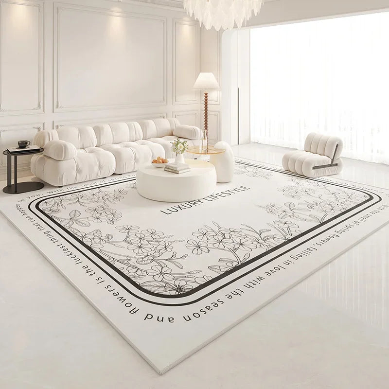 American Retro Carpets for Living Room Thick  Decor Flower Pattern Carpet