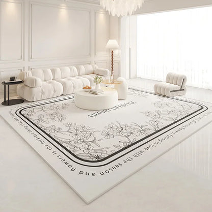 American Retro Carpets for Living Room Thick  Decor Flower Pattern Carpet