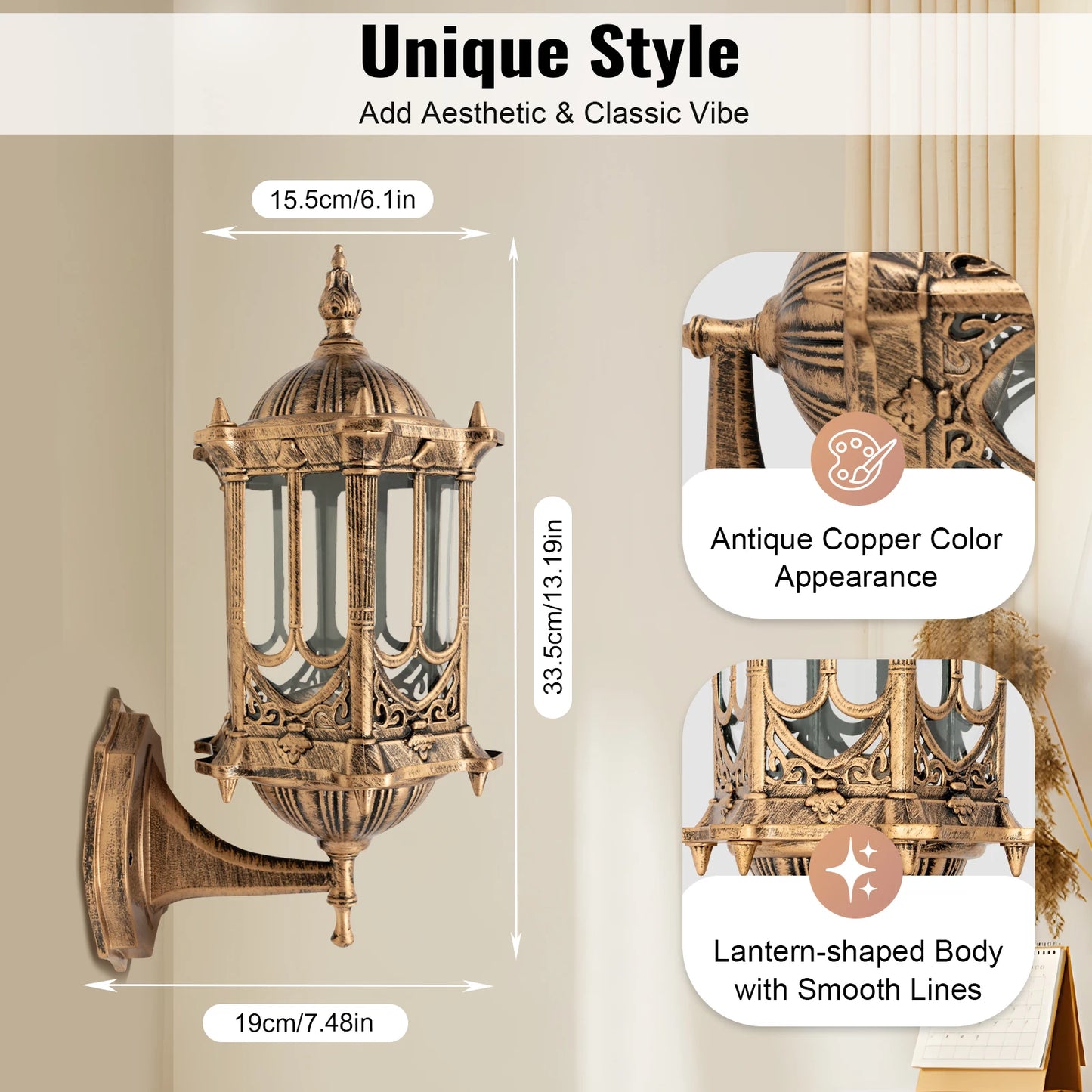 Bymaocar E27 Antique Simple Wall Lamp Sconce Porch Lamp Garden Indoor & Outdoor Exterior Classic Cage Design Decor Wall Light