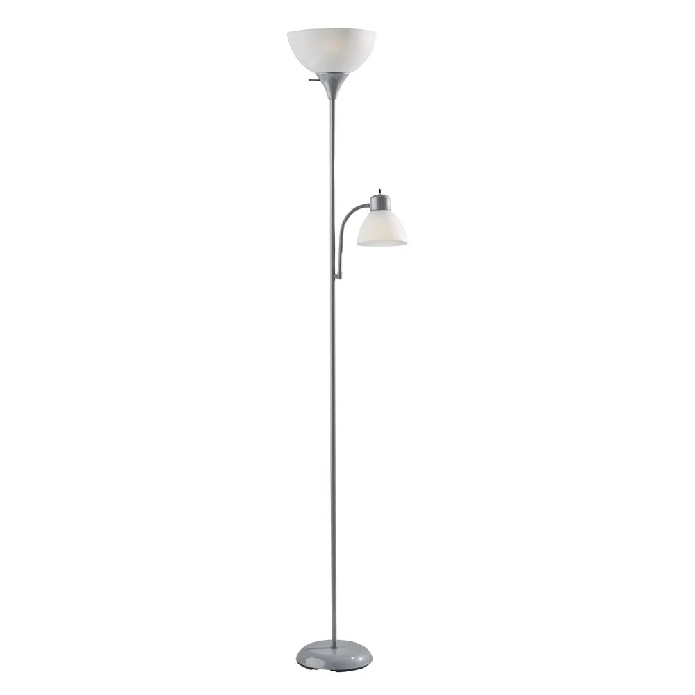 72 Inch Modern Floor Lamp with Adjustable Reading Light 3 Way Rotary Switch Plastic Shades Living Room Bedroom Office