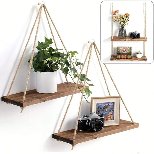 1PC Wooden Swing Hanging Wall Shelve