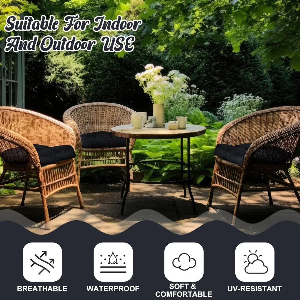 Waterproof Outdoor Chair Cushions Set of 6, Square Tufted,