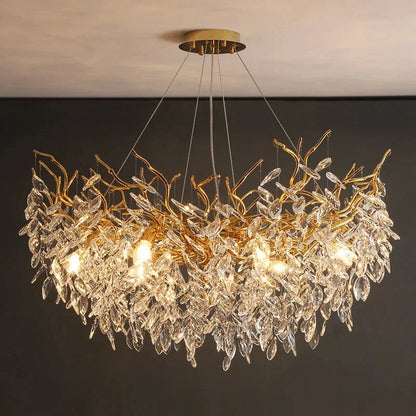 2025 Luxury Gold Crystal LED Chandeliers Living Dining  Lustre Ceiling Pendant Lamps I