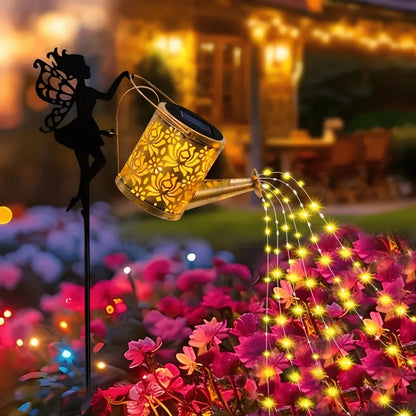 Solar Lights Outdoor Solar Watering Can Light  Waterproof Metal Hanging Lantern Fairy Garden Decor Outside