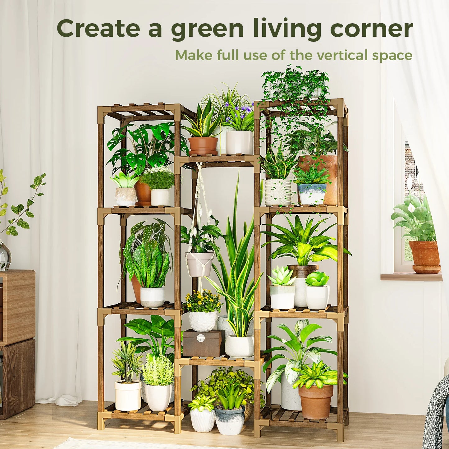 Tall Wood Plant Stand Indoor-Outdoor