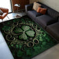 Elegant Shamrock Rug for Living Room -Celtic Knots and Green Leaves Design,