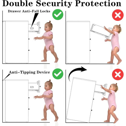 6 Drawer Dresser White and Gold, Tall Dresser Storage Solution for Entryway and Hallway