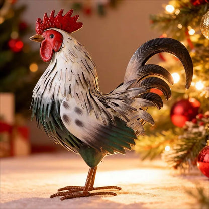 Rooster Garden Statue Sculpture Metal Chicken Yard Decor Outdoor Figurines Patio Backyard Decoration