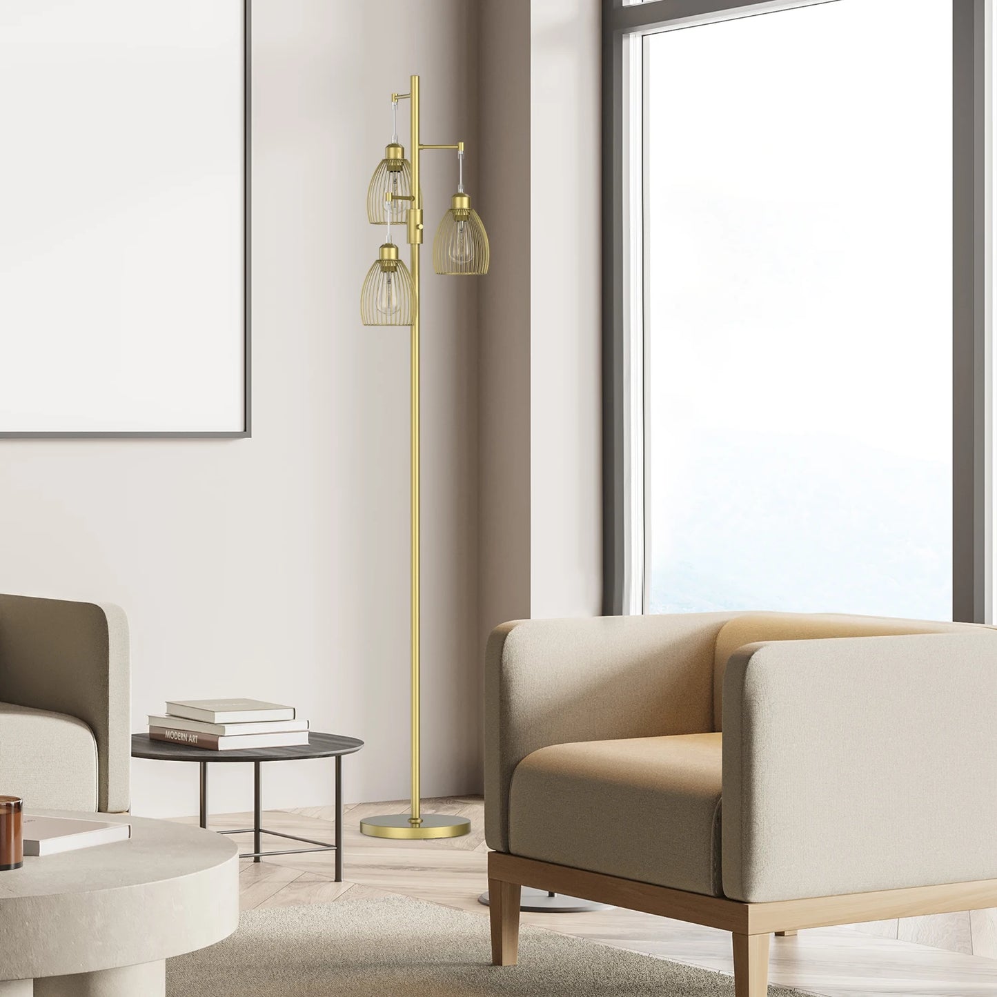 70" Tree Floor Lamp with 3 Bulbs