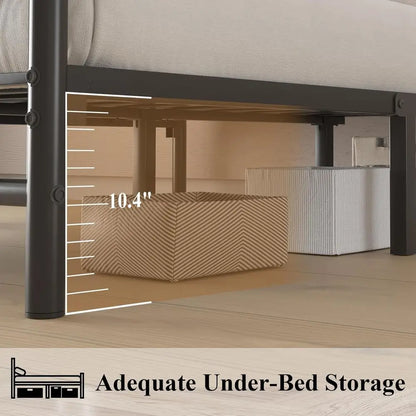 Full Metal Platform Bed with Sleek Design, Solid Slat Support, No Box Spring Required