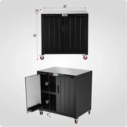 Outdoor Grill Cart with Storage Cabinet and Stainless Steel Top,  Grill Station with Door,