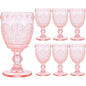 6 Pcs Pink Wine  Goblet Vintage Glassware Made of Sturdy and Durable Glass