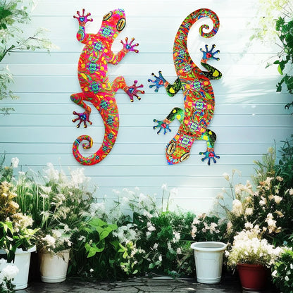 Metal Art Gecko Wall Decor  Lizard Sculptures Gecko Hanging Ornament f