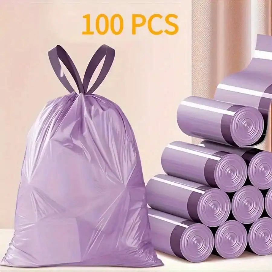 100pcs Household Portable Trash Drawstring Bags