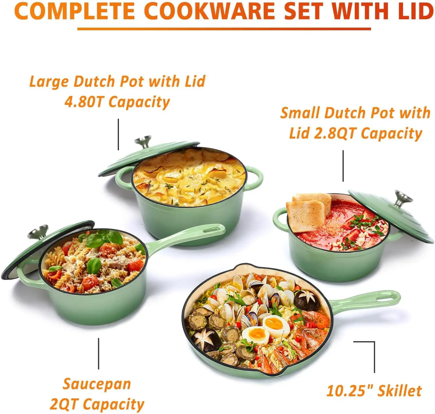 Cast Iron  7 Piece Enamel Cast Iron Set