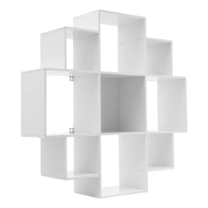 Wall Mounted Irregular Multi-Cube Bookcase, 3-Tier Floating Shelf with 30kg/66lb Load Capacity