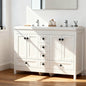 47'' Double-Sink Freestanding Vanity with Drawers & Cabinet White Modern Bathroom Storage Vanity 2 colors White & Black